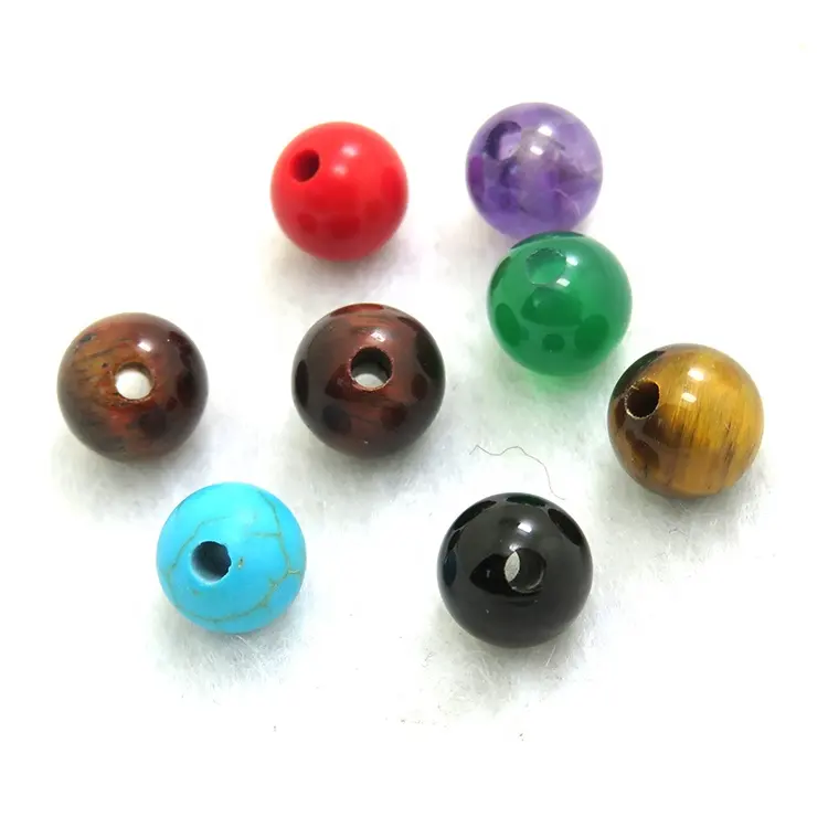 Natural Agate Quartz tiger eye Gemstone Big Holes Ball Bead 8mm Large hole Round Beads For Jewelry Making Diy Bracelet Necklace