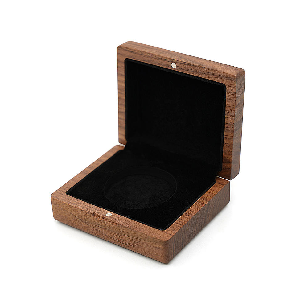Premium Wooden Challenge Coin Holder Box Magnetic Acrylic Cover Velvet ...