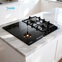 Table de cuisson combinée gaz et électrique Xunda, en céramique, pour cuisine intérieure, encastrable, avec commande latérale, 2 plaques gaz et 2 plaques électriques