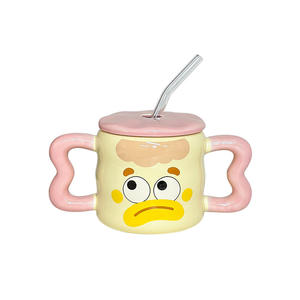 Mug en céramique avec couvercle et cuillère, tasse individuelle pour café, lait, eau, usage domestique, cadeau, été 2024 - Product Image 2