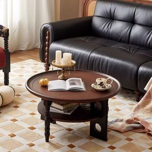 Tavolino da Caffè Rotondo Nero in Stile Retrò Moderno, Perfetto per Soggiorno, Camera da Letto o Uso Domestico - Product Image 4