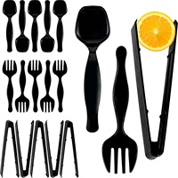 Kit d'ustensiles jetables en PP, cuillères, fourchettes et pinces transparentes et noires pour la restauration et les buffets