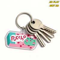 Porte-clés en acrylique Puccho Pastèque & Pois, pendentif rectangulaire double face avec anneau métallique, accessoire mignon sur le thème de l'été