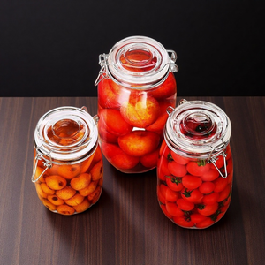 Tarro de almacenamiento de vidrio Tapas de sellado de metal Contenedores de vidrio herméticos para opciones de cubierta de condimentos Tarro de encurtidos con tapa de colador - Product Image 2