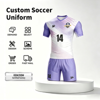 Set Jersey Sepak Bola Sublimasi, Dapat Disesuaikan dengan Desain Anda, Layanan OEM untuk Anak-Anak & Dewasa