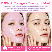 MasaiGGe Masque facial en gel rose au collagène PDRN ADN de saumon avec 300da de collagène pour éclaircir, revitaliser, raffermir visiblement et lisser la peau