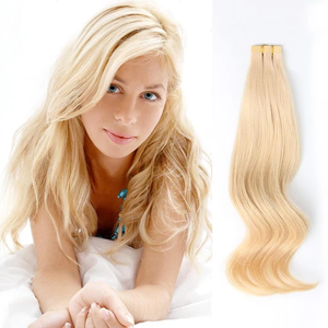Jasmine Beauty Unprocessed Raw Light Color Blond <b>Russian</b> Cuticle Aligned 100% Human Hair Virgin Hair Tape in Real Hair Extension - Product Image 2