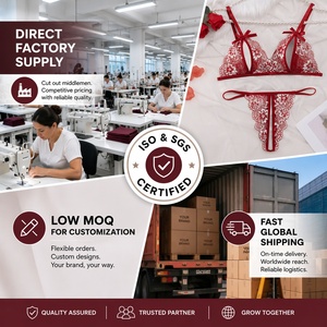 Completo Set Lingerie Sexy Rosso in Pizzo Traspirante Sottile, <span class=keywords><strong>Reggiseno</strong></span> a Coppa Aperta Scavato <span class=keywords><strong>con</strong></span> Fiocco, Intimo Erotico <span class=keywords><strong>Trasparente</strong></span> da Donna - Hot Sale - Product Image 6