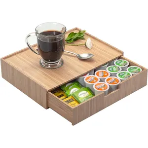 Serbaguna disesuaikan pemegang kopi bambu baru yang menghibur dudukan kotak teh