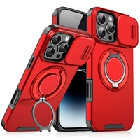 Étui de téléphone avec support magnétique, antichoc, avec cache-caméra coulissant, en TPU et PC, pour iPhone 11 12 13 14 15 16 17 Series