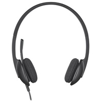 Casque de jeu filaire USB Logitech H340 avec microphone, réduction active du bruit, étanche IPX5, éclairage 7 couleurs, son 3D, batterie