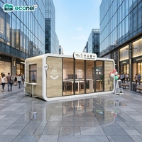 Mini-restaurant modulaire préfabriqué portable en forme de capsule, kiosque alimentaire à construction rapide pour parc et place, en acier, personnalisable
