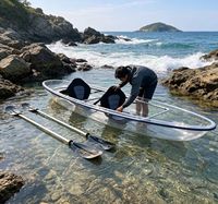 Kayak transparent pour deux personnes, canoë transparent pour les divertissements aquatiques