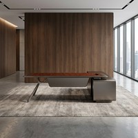 Bureau de PDG en placage de bois de palissandre laqué cristal, MDF E1, avec hub d'alimentation, mobilier de luxe pour dirigeant