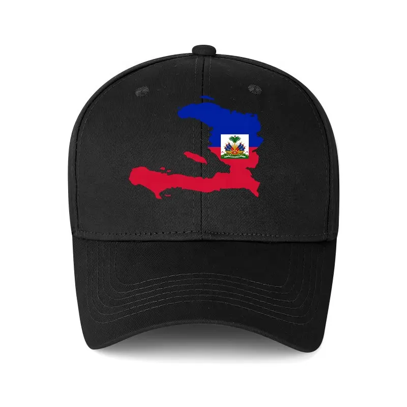 NUOXIN Wholesale Custom 100% Cotton Adjustable Fitted Haitian Flag Map Baseball Hat