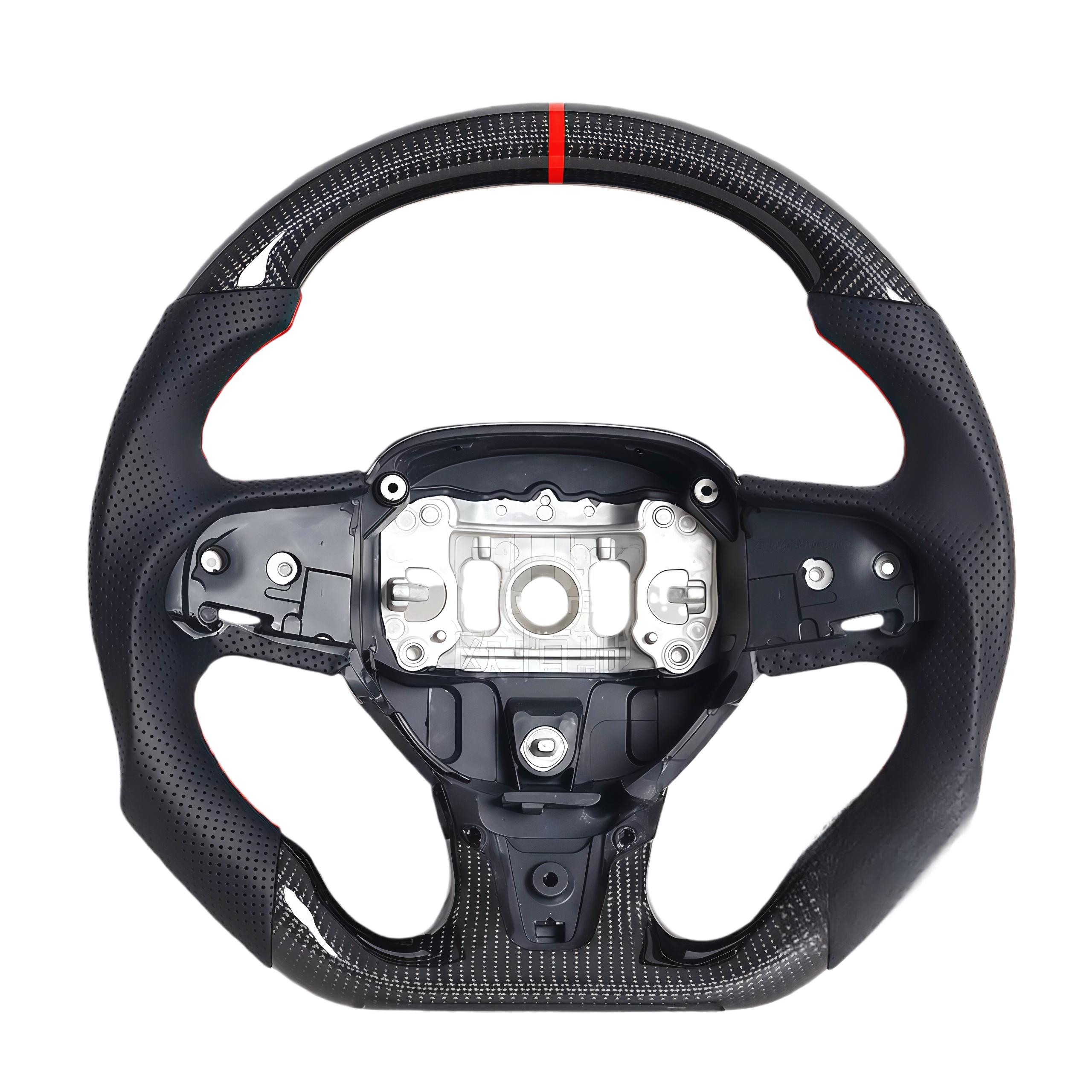 Fibre de carbone + surpiqûres rouges