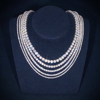 2.0MM-6.5MM Moissanite Tennis Chaîne Collier En Argent 925 avec Placage Or 18K Glacé Hip Hop Bijoux Personnalisé Tennis Chaîne