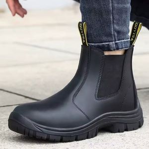 LB1079N-1 Best Selling Anti Smashing Waterproof Genuine <b>Leather</b> <b>Work</b> <b>Boot</b> with Steel Toe, Chelsea Safety <b>Boot</b> No Lace - Product Image 1