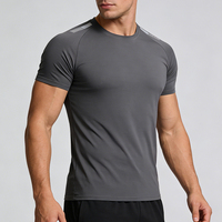 T-shirt sportif pour homme, coupe classique, col rond, manches courtes, séchage rapide, léger, extensible dans quatre directions, respirant, 100 % polyester