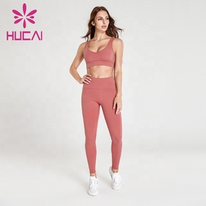 Custom HUCAI 2020 New Design Sexy v <strong>Back</strong> <strong>Low</strong> Cut Sports <strong>Bra</strong> and High Waist Leggings Yoga Sets Fitness Women - Product Image 3