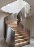 Escalier courbé élégant avec éclairage LED à capteur de la fabrique de Foshan