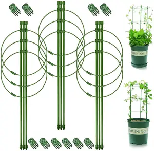 Jaula de soporte de plantas con 4 anillos ajustables, jaula pequeña de tomate para macetas, soporte para plantas, hogar, jardín, balcón, orquídeas