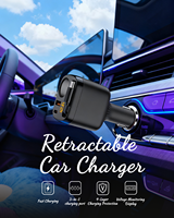 Pengisi Daya Mobil 78W 12-24V Kabel Dapat Ditarik Pemantauan Pengisian Cepat Khusus USB Tipe C Port Pemantik Rokok Kompatibel Apple