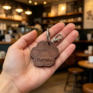 Personalised <b>Dog</b> Paw Keyring Wooden Keychain Custom Name Paw Print Keyring for Women <b>Dog</b> Memorial Keychain - Product Image 2