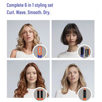 Sèche-cheveux professionnel électrique 6-en-1 de voyage avec diffuseur, fer à boucler, pour volume, cheveux bouclés/ondulés/frisés, usage domestique et extérieur, ionique