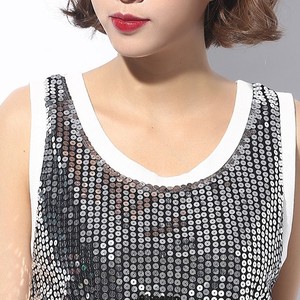 Robe tunique à sequins personnalisée avec numéro d'équipe, sans manches, coupe oversize, tenue de supporter de basketball pour femme, vente en gros - Product Image 4