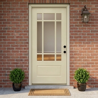 Porte d'entrée résidentielle américaine en acier, anti-effraction, moderne, avec surface finie, verre isolant Low-E à économie d'énergie pour l'extérieur de la maison