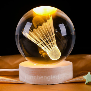 Customized <strong>Luminous</strong> Stars Planets <strong>Moons</strong> Different Patterns Crystal Ball Projection Atmosphere Wood Base Night Lights - Product Image 6