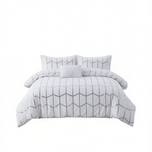 Juego de Edredón de 8 Piezas, 100% Algodón, Estampado Floral Moderno, Tamaño King y Queen, Relleno de Poliéster Desechable - Product Image 1