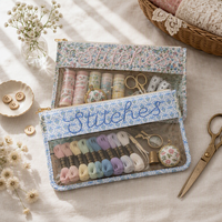 Pochette transparente en PVC JOYSUN NDLPT, étanche, pour le rangement d'outils, avec broderies florales roses et vertes, sac de rangement pour projets