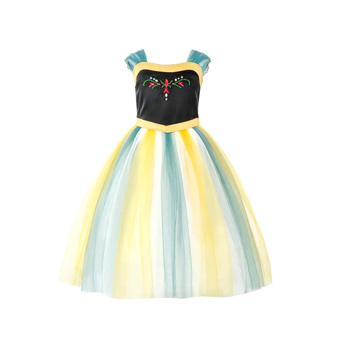 Anna Frozen Deluxe Meisjes Kostuum Baby Geel Prinses Jurk Kinderen Party Kleding D60