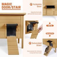 Maisonnette pour chats en bois isolée pour l'hiver, pliable, avec échelle, pour plusieurs chats