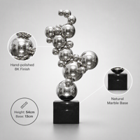 Sculpture de boule en acier inoxydable moderne de luxe, sphère en métal poli miroir, statue d'art pour hôtel, bureau, maison, décoration extérieure