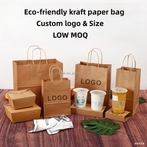 Sac de courses de luxe fait main en papier kraft brun écologique, impression de logo personnalisée, matériau de qualité alimentaire, faible MOQ pour la promotion alimentaire - Product Image 2