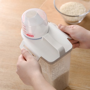 Boîte de rangement pour riz créative de 2 kg, transparente, compatible micro-ondes, récipient alimentaire Astic, boîte de rangement pour céréales pour la cuisine - Product Image 1