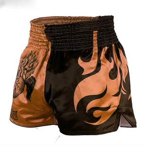 กางเกงชก MMA สำหรับผู้ชาย พิมพ์ลายแบบ Sublimation แห้งเร็ว กางเกงกีฬาสำหรับฝึกซ้อมศิลปะการต่อสู้แบบผสมผสาน สีแดงดำ ลายเปลวไฟ - Product Image 4