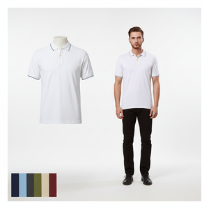 <span class=keywords><strong>Polo</strong></span> décontracté d'été pour <span class=keywords><strong>homme</strong></span> à <span class=keywords><strong>manches</strong></span> <span class=keywords><strong>courtes</strong></span>, <span class=keywords><strong>blanc</strong></span> uni avec bordure foncée, idéal pour le golf, le travail ou les occasions professionnelles, respirant, doux et à séchage rapide - Product Image 4