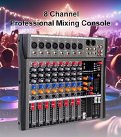 Système audio professionnel de mixage en direct 8 canaux 48V Phantom USB MP3, console de mixage DJ, système de sonorisation