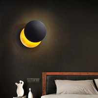 Applique Murale Moderne de Luxe en Fer LED HID, Or Lune Noir Blanc Chaud, Lampe de Lecture Globe 220V pour Chambre et Salon