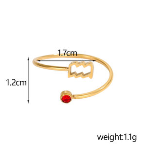 Anillos de Zodiaco Ajustables de Acero Inoxidable 316L con Baño de Oro PVD de 14k y 18k, con Circonitas, para Mujer, Venta al Por Mayor, Personalizados, Resistentes al Deslustre - Product Image 4