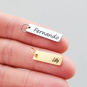 Timbre <span class=keywords><strong>Géométrie</strong></span> Personnalisée Rond Vertical Plaine logo Étiquettes En Acier Inoxydable Plaqué Or 18k Rectangle Bar Tags Pendentif Charmes Pendentifs - Product Image 4