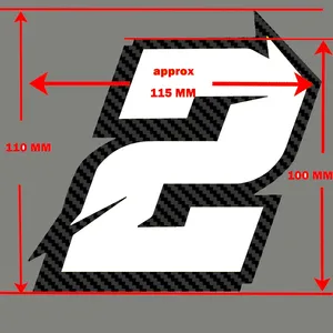 Adesivo 3D XGS <span class=keywords><strong>DECAL</strong></span> 2403NB de 100mm de Altura para Moto e Carro, Vinil Recortado, Dupla Camada, Número de Corrida Branco, Preto, Fibra de Carbono - Product Image 6