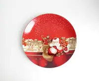 จานเซรามิกพอร์ซเลนชุดอาหารค่ำชุด12นิ้วแผ่นคริสต์มาส