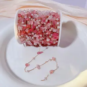 Rantai batu alam tidak beraturan rantai manik-manik mutiara imitasi untuk Aksesori anting-anting gelang kalung pembuatan perhiasan DIY