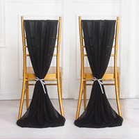 Décoration de Dossier de Chaise Simple Européenne, Housse de Chaise en Mousseline pour Mariage Extérieur, Nœud de Chaise Uni en Mousseline