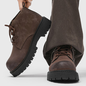 <span class=keywords><strong>Stivali</strong></span> Chukka <span class=keywords><strong>Marroni</strong></span> Effetto Vissuto da <span class=keywords><strong>Uomo</strong></span>, <span class=keywords><strong>Stivali</strong></span> con Lacci e Piattaforma, <span class=keywords><strong>Stivali</strong></span> Casual Comodi e Antiscivolo per Uso Quotidiano e All'aperto - Product Image 4